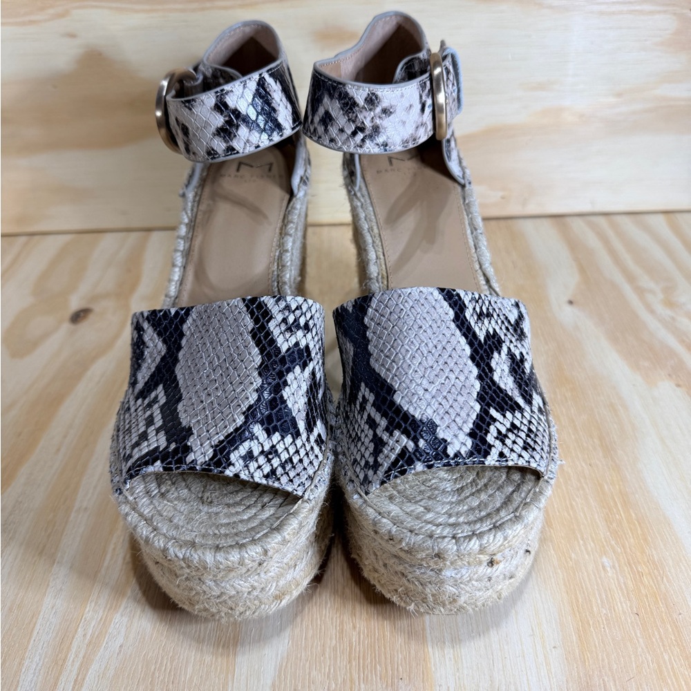 Marc Fisher LTD Snake Print Espadrille Wedge Sandals